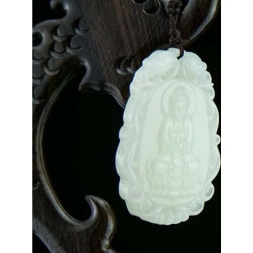 Xinjiang and Tian Baiyu net bottle lotus basin Avalokiteshvara jade Guanyin brand and Tian Yu Guanyin pendant