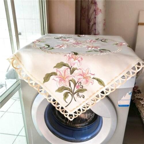 83cm Modern square satin Table cloth Mantel Nappe tea brown embroidery Tablecloth Cover Xmas home party Christmas wedding decor