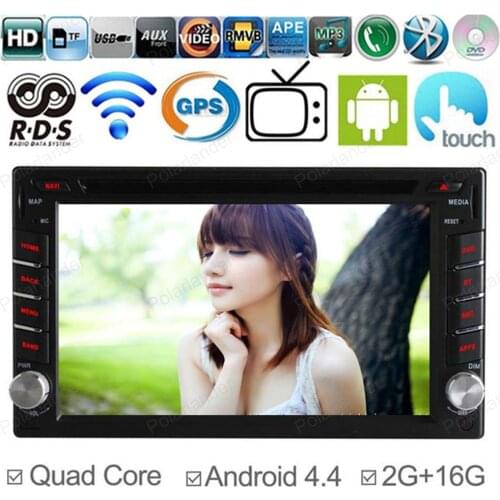 2G/16G For all cars 2 din Universal Car Radio DVD GPS Navi Bluetooth For Android 4.4 Quad Core Support 3G DVR OBD Digital TV
