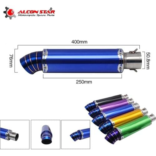 Alconstar Universal Exhaust Muffler Tip End Pipe Stainless Steel For Motorcycle ATV 400mm High performance Colorful Exhaust pipe