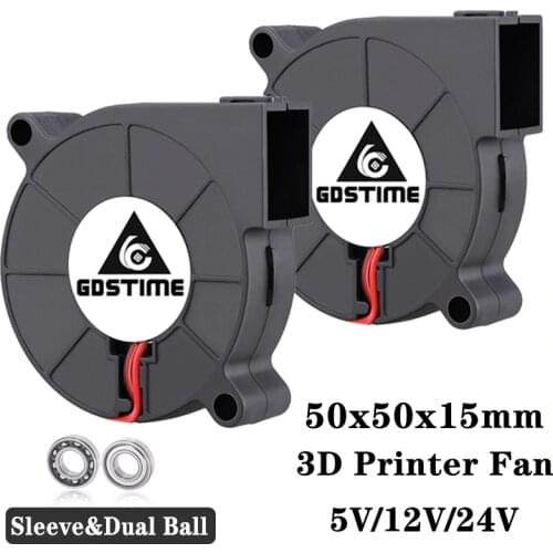 2PCS Gdstime 50mm DC 24V 12V 5V Sleeve/Dual Ball 5015 Blower Cooling Fan 50x15mm Centrifugal Turbo fan 5cm For 3D Printer fan