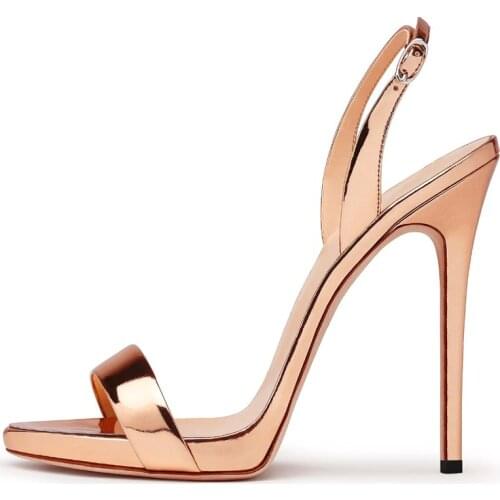 2018 Shoes Woman Heels Gold Metallic Sexy Peep Toe Sandal 12 CM High Heel Platform Sandals Female Party Dress Shoes Big Size