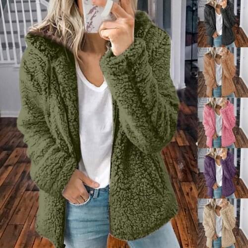 Skin-friendly Simple Zipper Closure Warm Fleece Coat Women Cardigan Coat Plus Size for Holiday