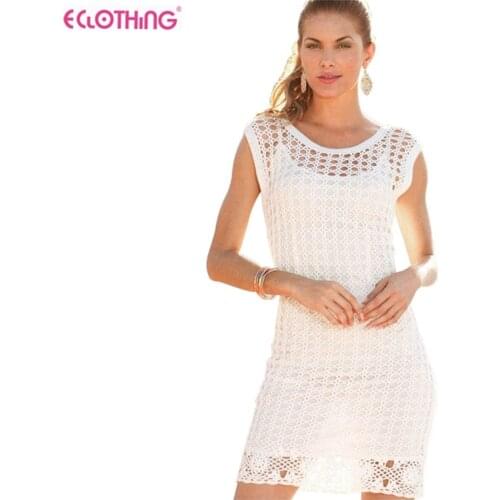 Women summer handmade crochet holiday party dress
