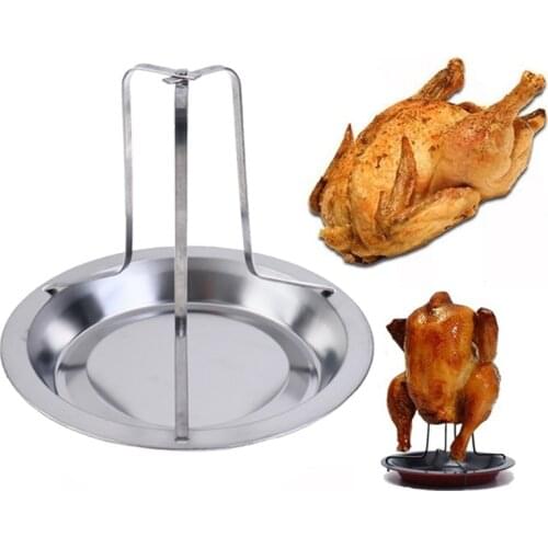 1set Chicken Roaster Holder Rack BBQ Baking Pan Grilling Tool Accessories Indoor Grill