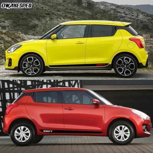 1 lot Carbon Fiber Sport Stripes For SUZUKI Swift Car Door Side Skirt Sticker Auto Body Decor Vinyl Decals Exterior Accessories
