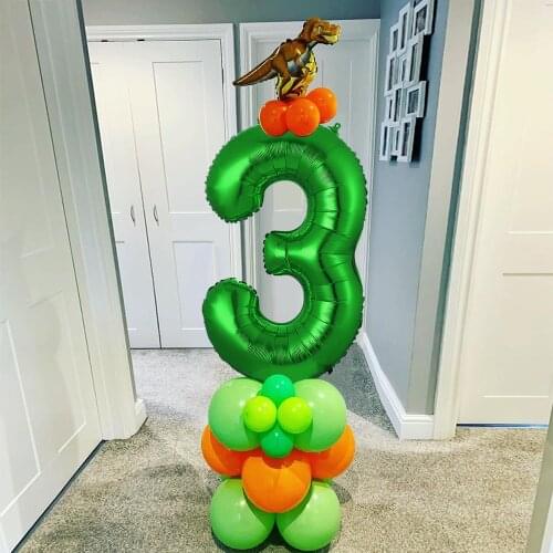 30Pcs/Set Jungle Jurassic Dragon Party Mini Dinosaur Balloons 30Inch Green Number Foil Ballon Birthday Decorations Kids Toys