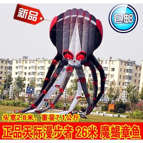 3d large kites bar weifang black octopus kite flying toy kitesurf cometas chinas windsock kiting big sport inflatable soft kite