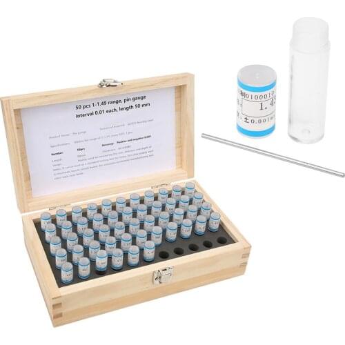 50pcs 1-1.49mm Pin Gage Set 0.001mm Tolerance GCR15 Bearing Steel Precision Tool Metric Pin Gage Pin Measuring Tool