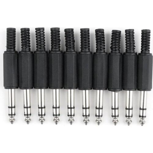 Areyourshop 10 Pcs 6.3mm Male Trs 1/4 inches Stereo Jack Audio Plug Connector Soldering High Quality Plug Jack Connector