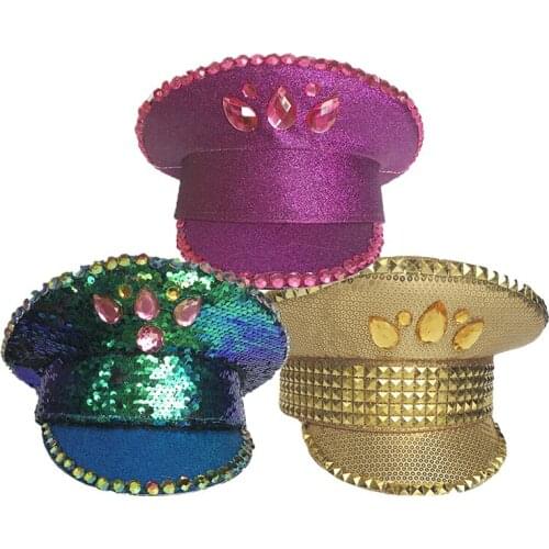 British Performance Golden Rose Green Cap Bright Slice Cap Stage Hat Patch Hat Military Hat For Adult Men Women