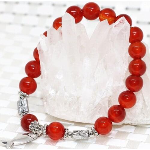 Factory price 8mm natural red agat carnelian stone onyx round beads strand bracelet wholesale price jewelry making 7.5inch B2076