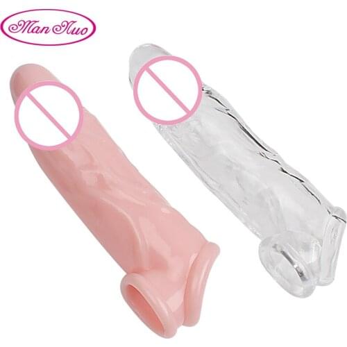 Man Nuo Man Nuo Reusable Penis Sleeve Extender Men condoms Delay Ejaculation Soft glue Sex Toy for Men Cock Enlarger Condom Shea