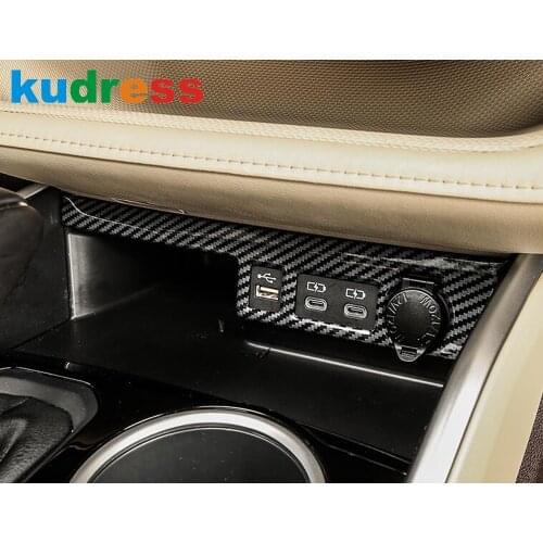 For Toyota Highlander Hybrid 2021 2022 Carbon Fiber Style Cigarette Lighter Panel Cover Trim Car Interior Accessories LHD