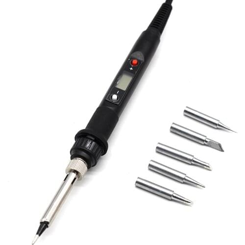 Electric Soldering Iron Adjustable Temperature LCD Digital Display 220V 60W Welding Solder Iron Tips Repair Rework Tool Kit