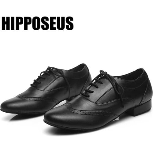 HIPPOSEUS Mens Dance-Shoes Boy/Man Latin Ballroom Modern Tango Jazz Dancing Shoes Salsa Sandrals Genuine Leather Dropshipping