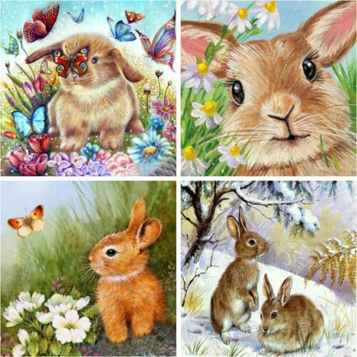 Huacan 5d Diamond Painting New Arrivals Rabbit Mosaic Animal Farmhouse Home Decor Embroidery Handmade Gift