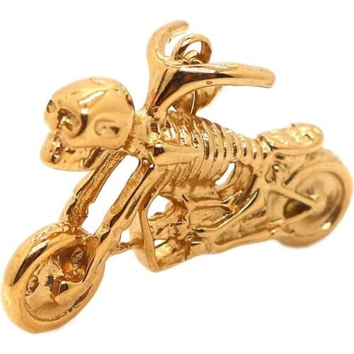 Unisex 316L Stainless Steel Cool Skull Rider Motorcycle Biker Classic Pendant Chain