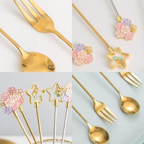 Creative Japanese Gold Stainless Steel Spoon Vintage Golden Coffee Tea Spoon Flour Sugar Dessert Tea Bar Coffee Tableware