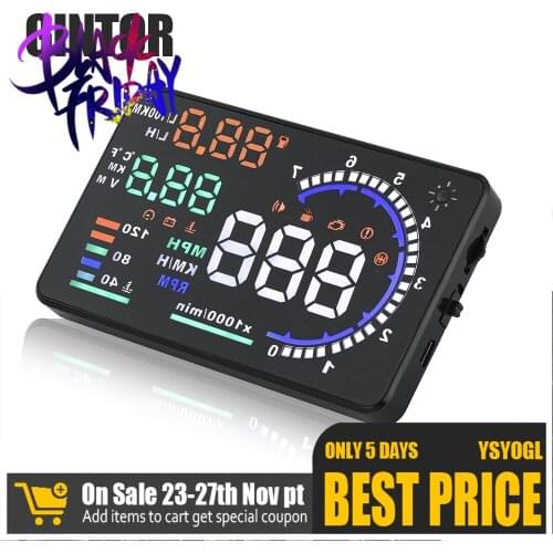 2020 GINTOR Hot Selling A8 5.5 inch HUD OBD2 Head-Up Display For Car Digital Speedometer Windshield Projector Overspeed Alarm