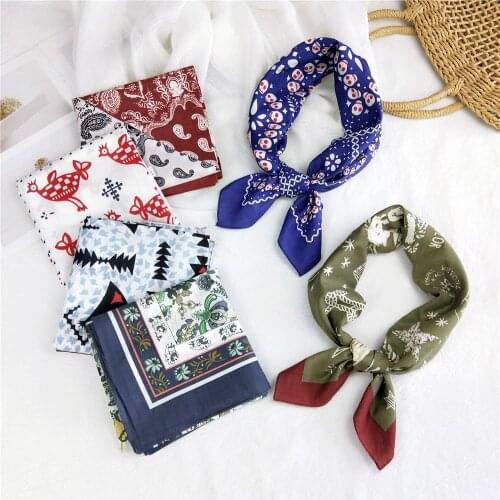 70CM Cotton Small Square Womens Neckerchief Spring Autumn All-match Fashion Towel Printing Professional Decorations HairBand