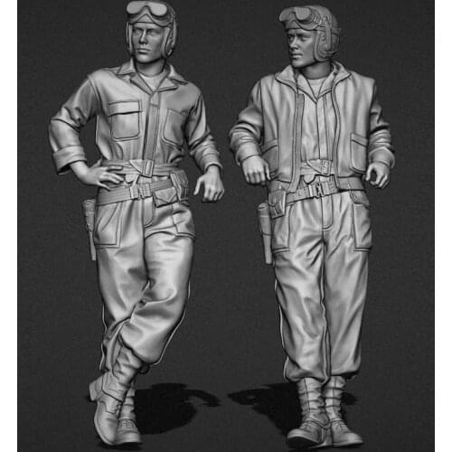 1/35 Resin Model figure GK Soldier US tankers with coveralls set Military theme WWII Unassembled and unpainted kit