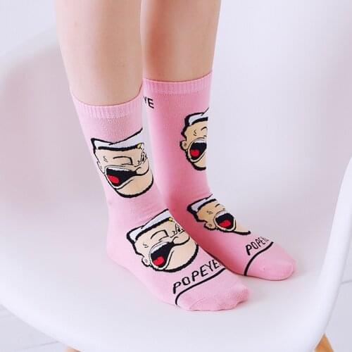 Fashion women new art cartoon cotton socks harajuku classic Popeye the Sailor Man funny cool novelty socks lady happy casual sox
