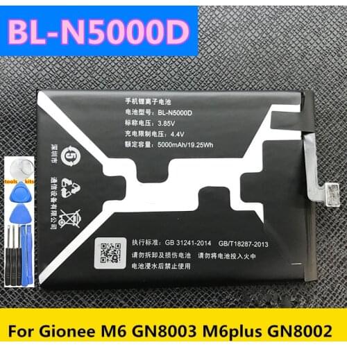Original 5000mAh For Gionee M6 GN8003 M6plus GN8002 BL-N5000D Battery For Gionee E8 GN9008 BL-N3500