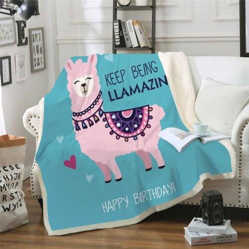 Sofa cushion Yoga mat Blanket Air Conditioner Blanket Thick Double-layer Plush 3D Digital Printing Blanket Cute Alpaca Series