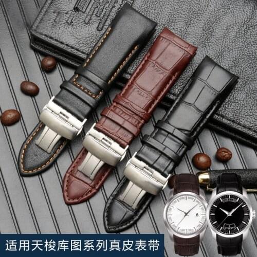 Original Calfskin Leather Men Watchband 1853 for Tissot Watch Strap T035410A 407A Couturier 22 23 24mm Watch Bands Belt Bracelet