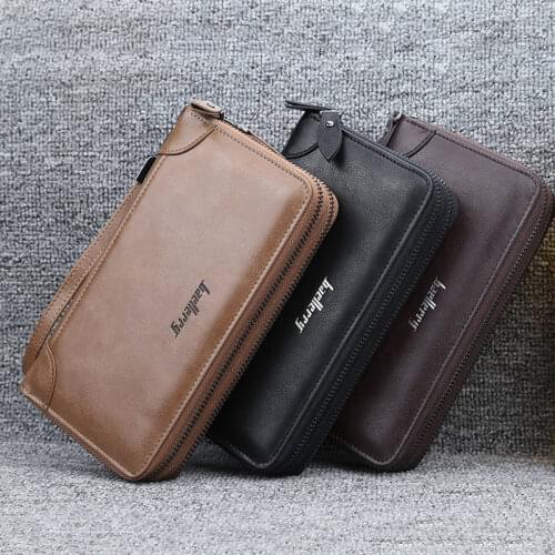 2022 PU Leather Luxury Purse Large Capacity Business Organizer Phone Money Pocket Card Holder Male Mens Wallet Clutch Bag Boys
