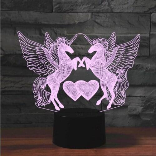 [Seven Neon]Myth Animal Unicorn Acrylic 7Colors Desk Lamp 3D Lamp Valentines Day Gift Led Night Millennium Falcon Light
