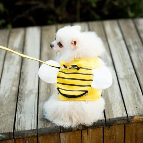 4 Sizes Dog Harness Cute Bee Vest Chest Strap Traction Belt Wings Backpack Design for Dogs Cats Comfortable Pet Supplies