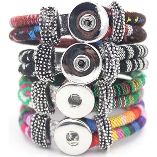 4 Colors Ethnic Style Snap Jewelry Interchangeable Snap Bracelets For Women Girls Christmas Gift Pulsera