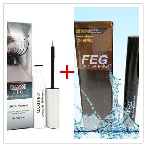 FEG Hair Growth Enhance Hair Growth 5ml / MAX FEG Eyelash Growther 6ml . 100% Herbal Hair & Eyelash Extender