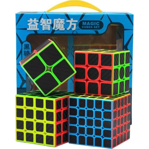 Z-Cube 4 PCS Magic Cube Set 2x2 3x3x3 4x4x4 5x5x5 Carbon fiber sticker Puzzle