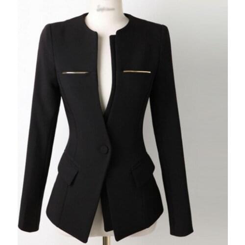 Spring autumn OL Fashion Women Slim Blazer Coat Casual Jacket Long Sleeve One Button small suit