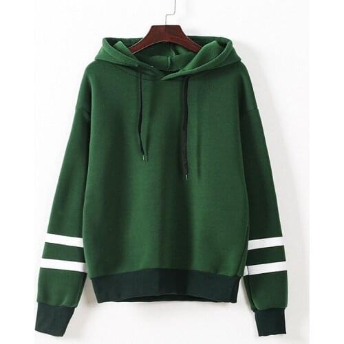 Anself Autumn Winter Fashion Women Hooded Top Long Sleeves Contrast Stripes Sweatshirts Female Casual Loose Hoodies Top Pullover