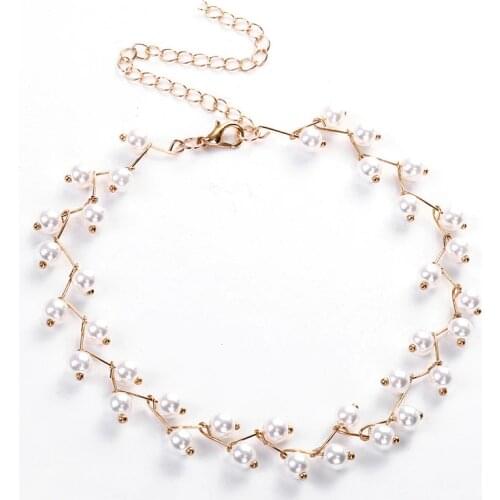 Trendy Elegance Statement Necklace Charm Simulated Pearl Bead Choker Necklace For Women Kolye Collier Femme 2018 New N972019