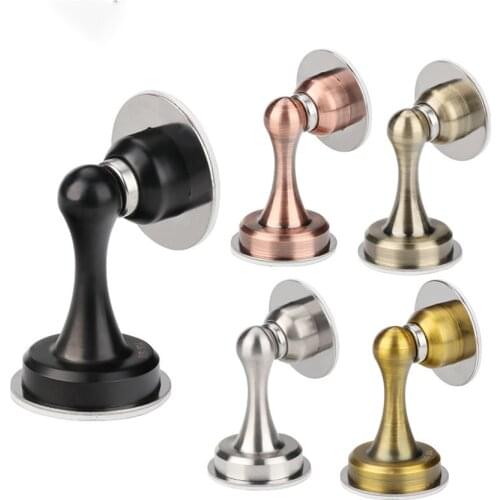 1 Set Self Adhesive Door Stoppers Stainless Steel Magnetic Door Stop Stopper, Bathroom Door Top Buffer Doorstop Wall Protector