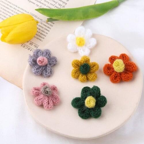 10pcs Korean Cute Earrings Sweet Girl Heart Hand Knitted Plush Thread Statement Flower Earrings For Girls Diy Jewelry Accessorie