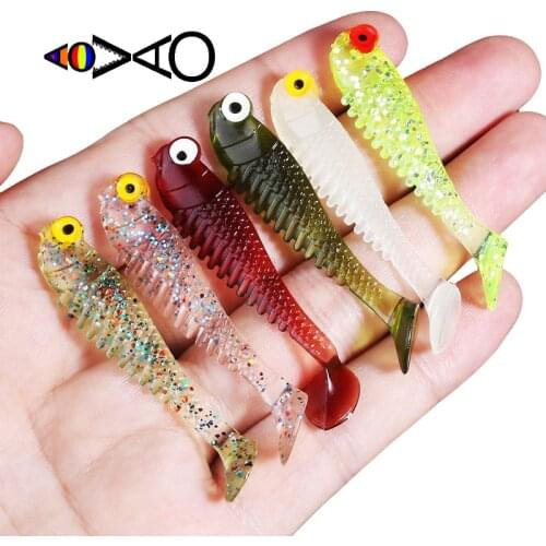 2021 new 5cm 1.3g Luminous soft fishing lure 5cm/1.4g Artificial Silicone Bait 3D eyes with smell salt Worm Fishing Lures