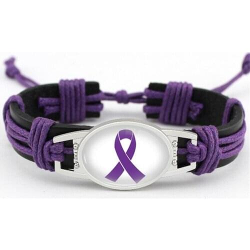 10pcs/lot Purple Silk Ribbon Genuine Leather Bracelet & Bangles Fans Hand Braided Jewelry