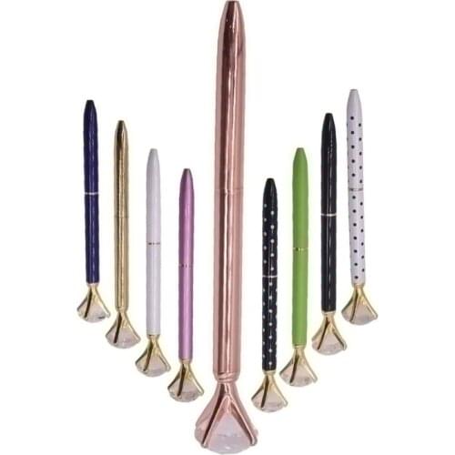 100 Pcs Crystal Ballpoint Pen Fashion Girl 19 Kt Big Metal Crystal Diamond Wedding Celebration Birthday Star Pen Company Advert