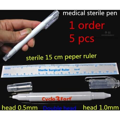 5Pcs 0.5mm Disposable sterilized package with ruler Medical Surgery permanent makeup body Tattoo Piercing Scribe skin marker pen