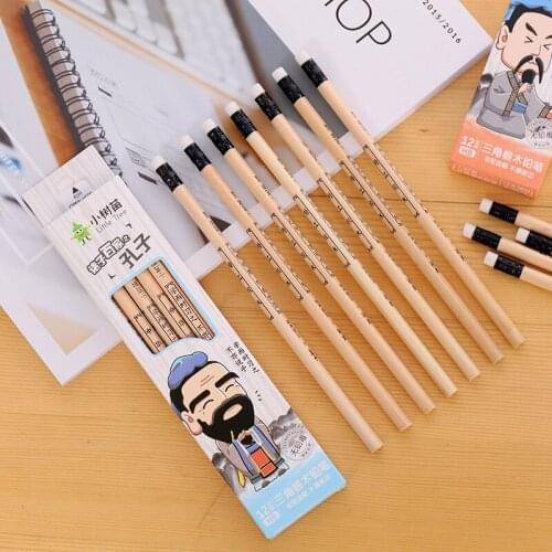 60 Pcs Wooden Pencils with Eraser HB Cute Pencil Student Writing Drawing Stationery Kawaii School Supplies Kids Pencil Wholesale