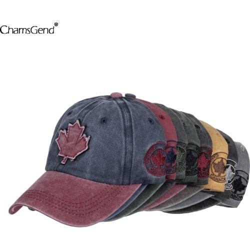 Baseball Cap Embroidery Canda Leaf Caps Vintage Jeans Hat Hip Hop Seniors Baseball Cap Men Cotton Adjustable Golf Caps 2185