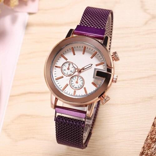 Women Watches Round Sub Dial Mesh Band Magnetic No Number Analog Quartz Ladies Watch Dress Gfit Montre Femme Reloj часы женские