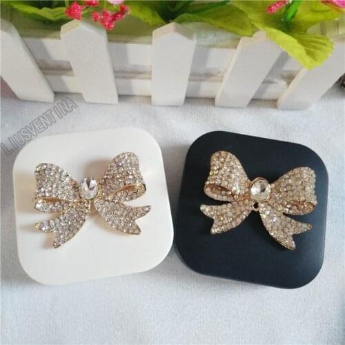 LIUSVENTINA Portable DIY Alloy Cute Big Bowknot Diamond Contact Lens Case with Mirror for Color Lenses Gift for Girls