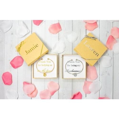 Personalized flower girl Bracelets, wedding Tie the Knot Bridesmaid Bracelets favors, Bridesmaid Proposal best friend gifts